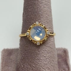 Syna Bague en or jaune et quartz de lune avec diamants