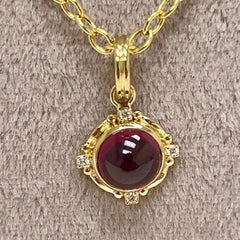 Syna Yellow Gold Rhodolite Garnet Pendant with Diamonds