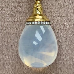 Syna Yellow Gold Moon Quartz Drop Pendant with Diamonds
