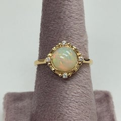 Syna Yellow Gold Ethiopian Opal Ring with Diamonds