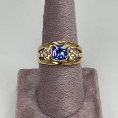 Syna Yellow Gold Tanzanite Band with Diamonds