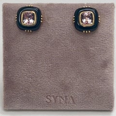 Syna Yellow Gold Morganite and Black Onyx Earrings