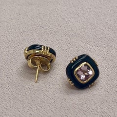 Syna Yellow Gold Morganite and Black Onyx Earrings