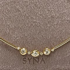 Syna Yellow Gold Tube Necklace with Diamonds