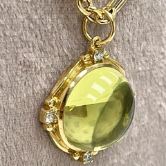 Syna Yellow Gold Lemon Quartz Pendant with Diamonds