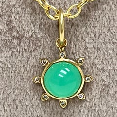 Syna Yellow Gold Chrysoprase Pendant with Diamonds