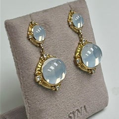 Syna Yellow Gold Moon Quartz and Diamonds Earrings