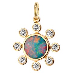 Syna-Anhänger aus Gelbgold mit Boulderopal und Diamanten