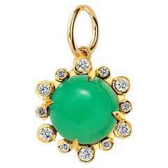 Syna Yellow Gold Chrysoprase Hex Pendant with Diamonds