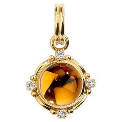 Syna Yellow Gold Citrine Pendant with Diamonds