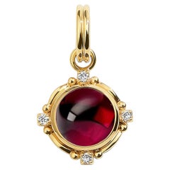Syna Yellow Gold Rhodolite Garnet Pendant with Diamonds