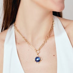 Syna Yellow Gold Paper Clip Rolo Link Necklace with Charm Holder