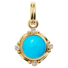 Syna Yellow Gold Sleeping Beauty Turquoise Pendant with Diamonds