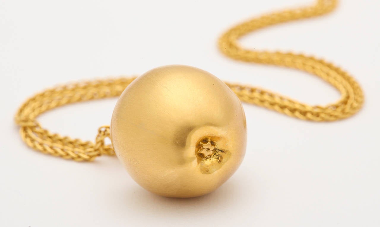 Women's Long Gold Chain With Apple Pendant