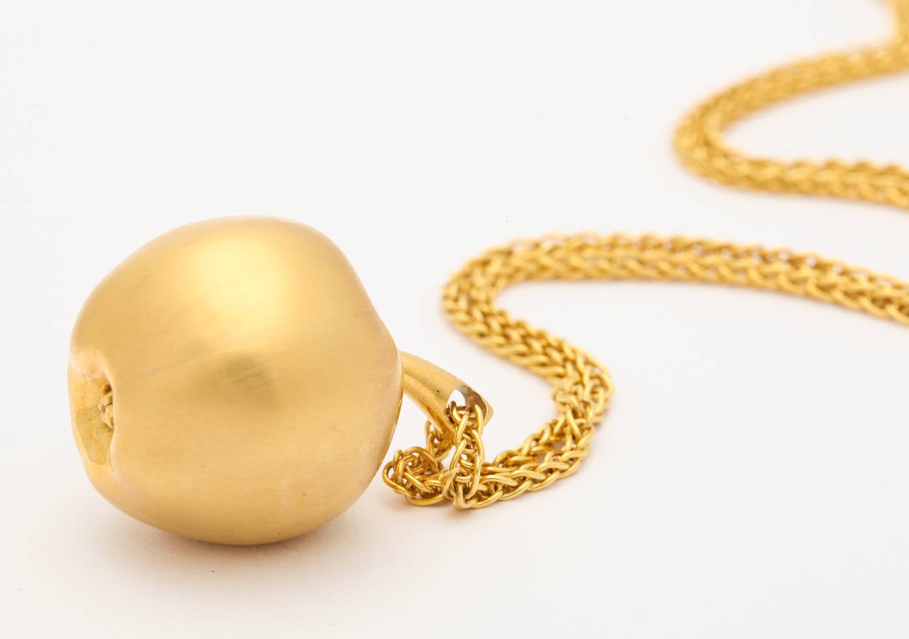 Long Gold Chain With Apple Pendant 1