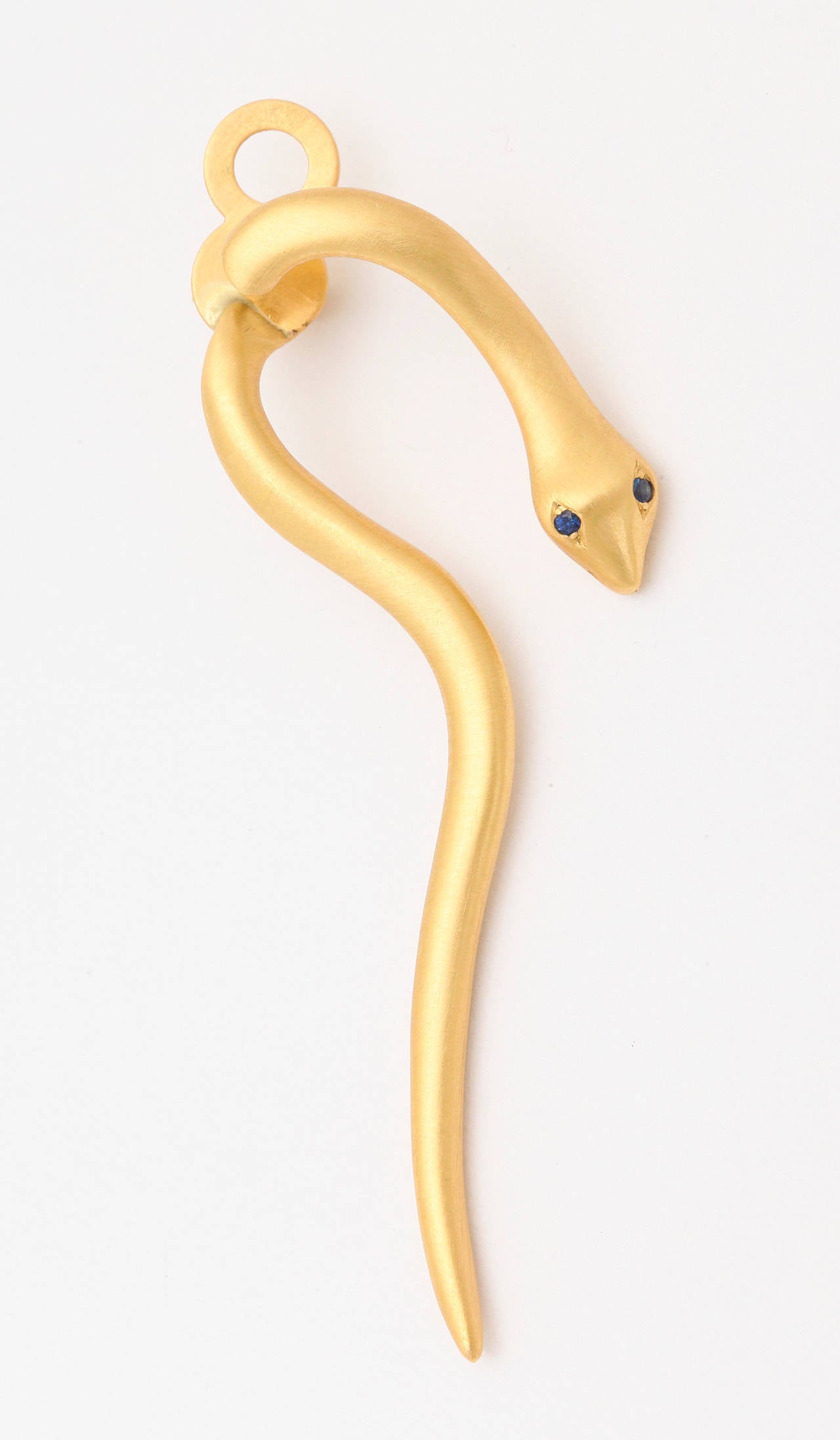 Golconda Unique Sapphire Gold Snake Earrings