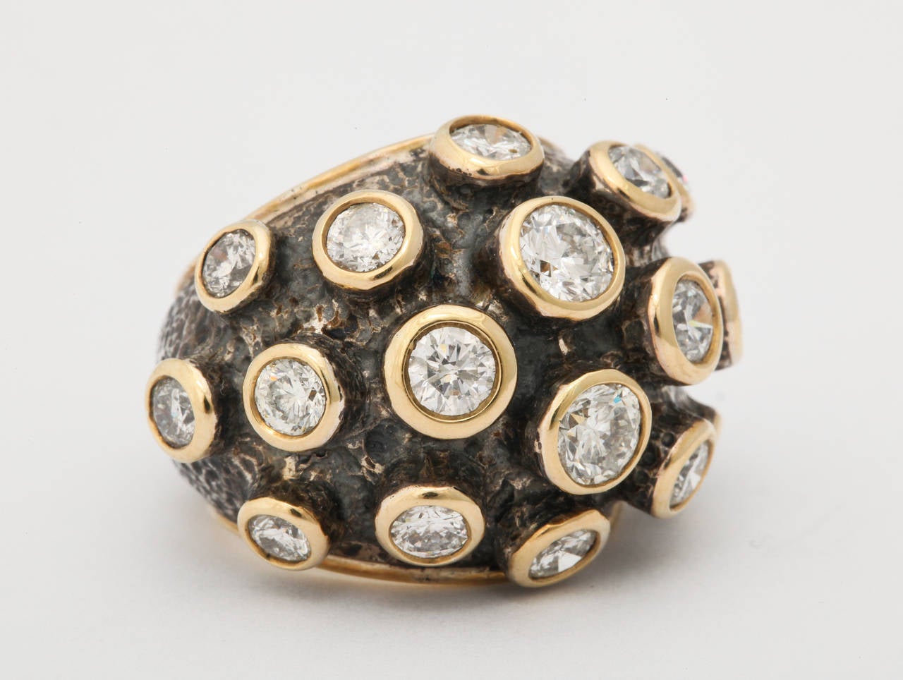 Women's Marilyn Cooperman Big Top Diamond Silver Gold Ring