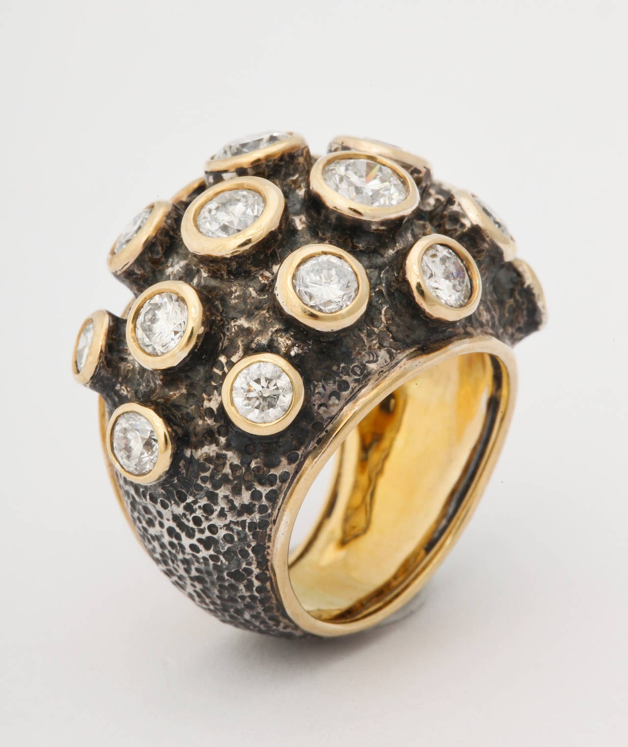 Marilyn Cooperman Big Top Diamond Silver Gold Ring 1