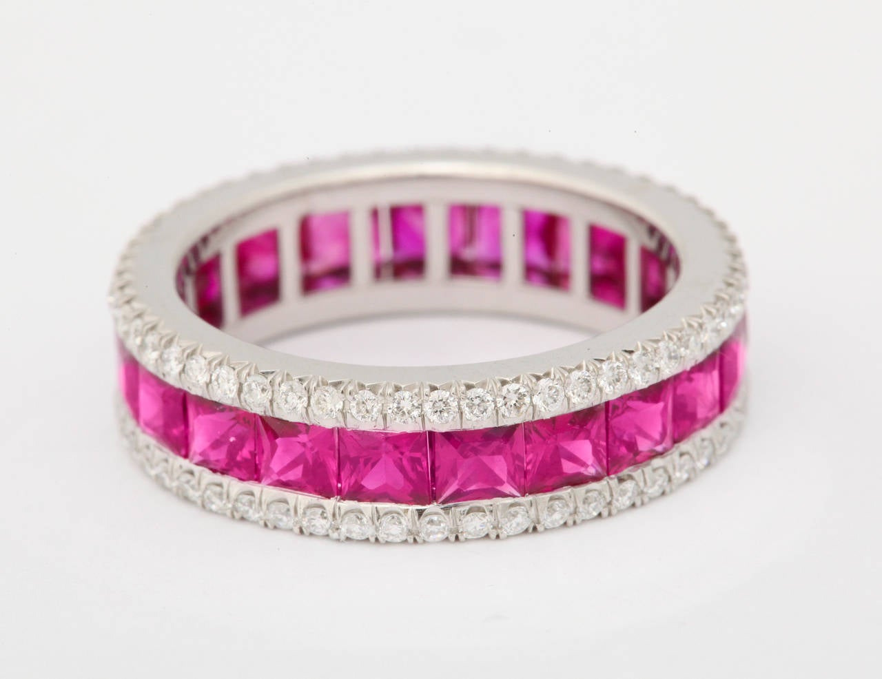 Ruby Diamond Platinum Eternity Band Ring at 1stDibs