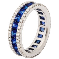 Sapphire Diamond Platinum Eternity Band Ring