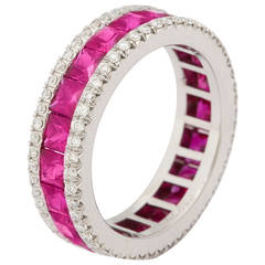 Ruby Diamond Platinum Eternity Band Ring 10