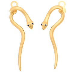 Golconda Unique Sapphire Gold Snake Earrings