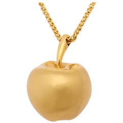 Long Gold Chain With Apple Pendant