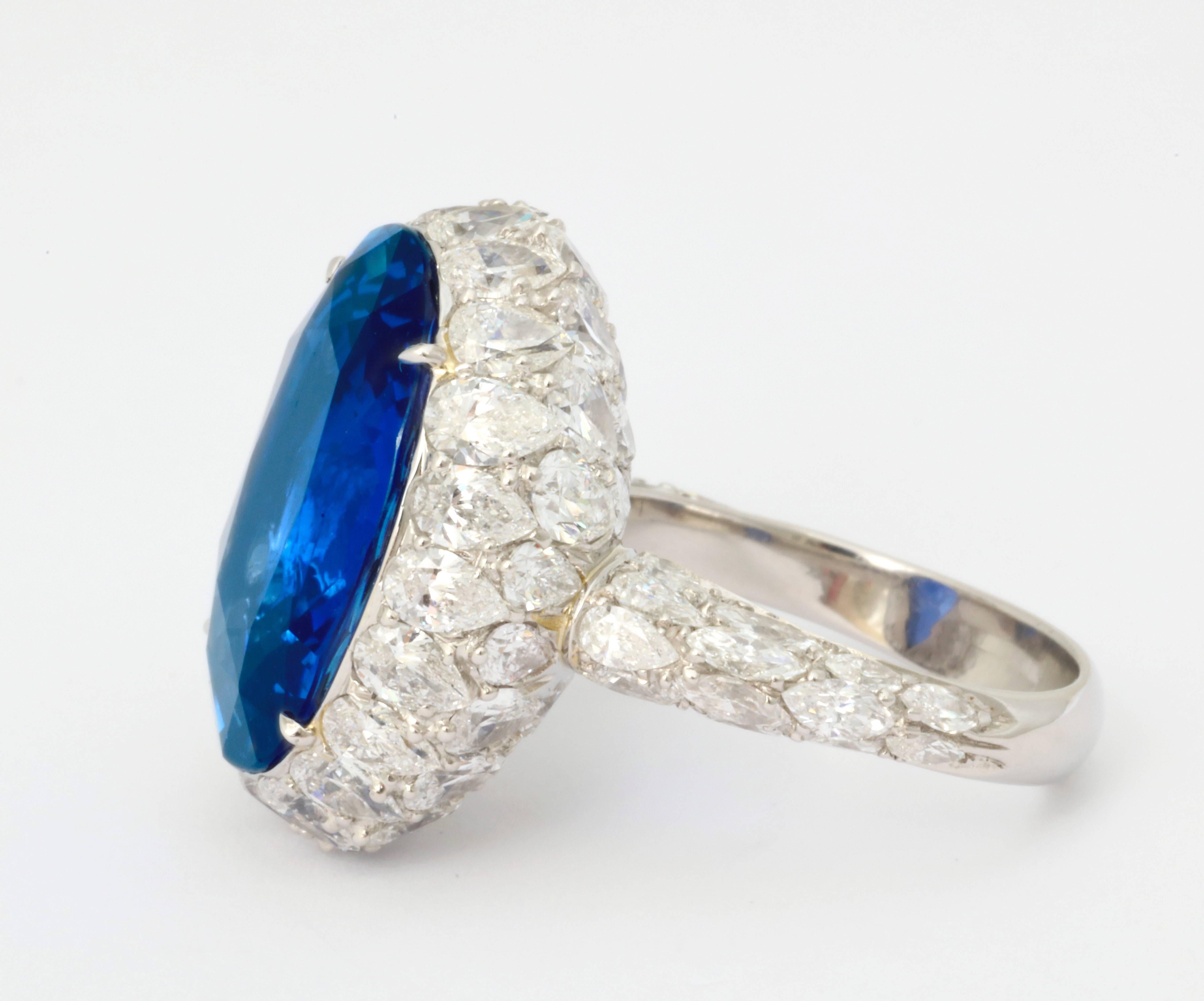 Bague saphir de Ceylan 20 carats naturel sans chaleur Neuf - En vente à Bal Harbour, FL