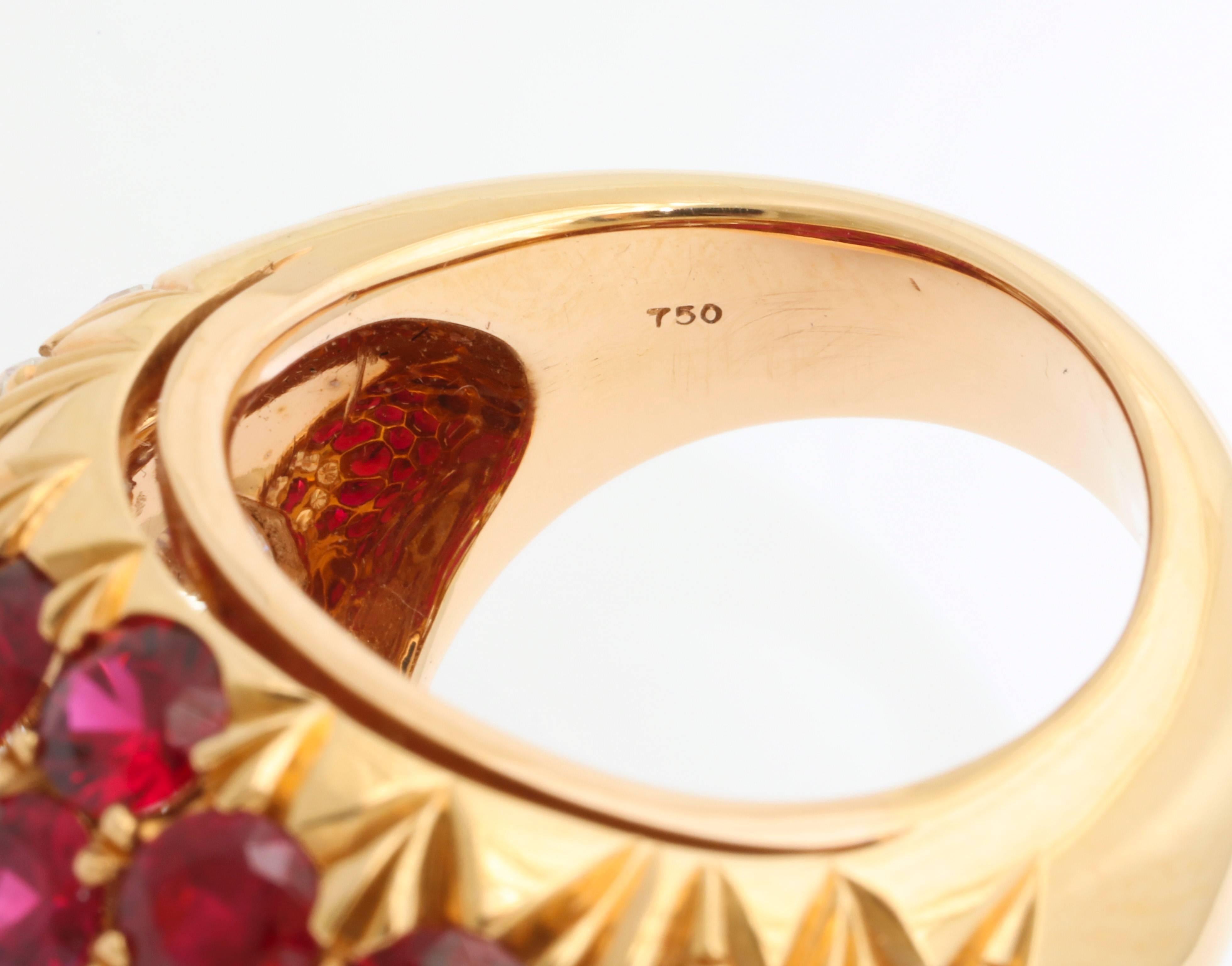 Impressive Ruby Diamond Gold Ring 4