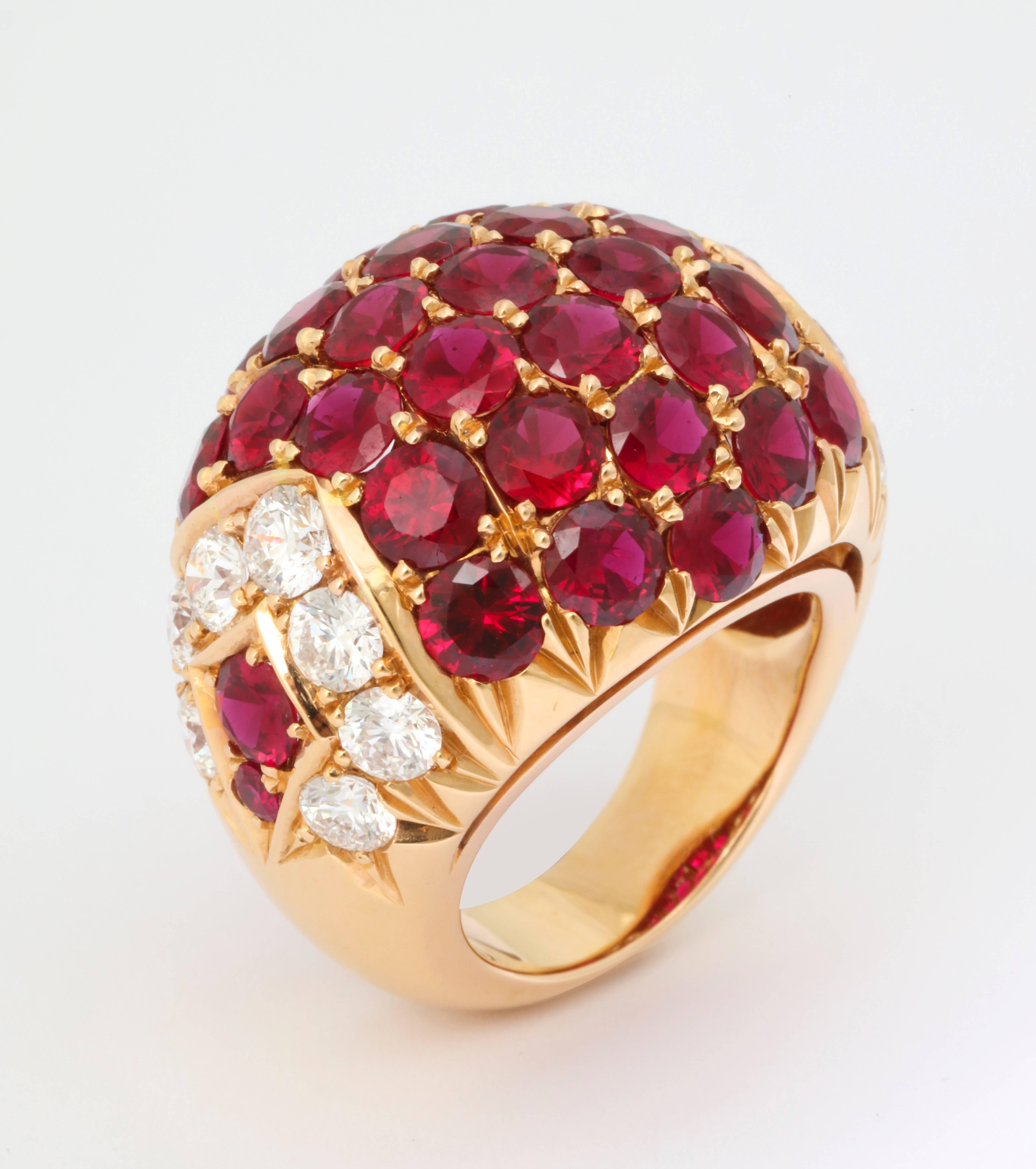 Women's Impressive Ruby Diamond Gold Ring