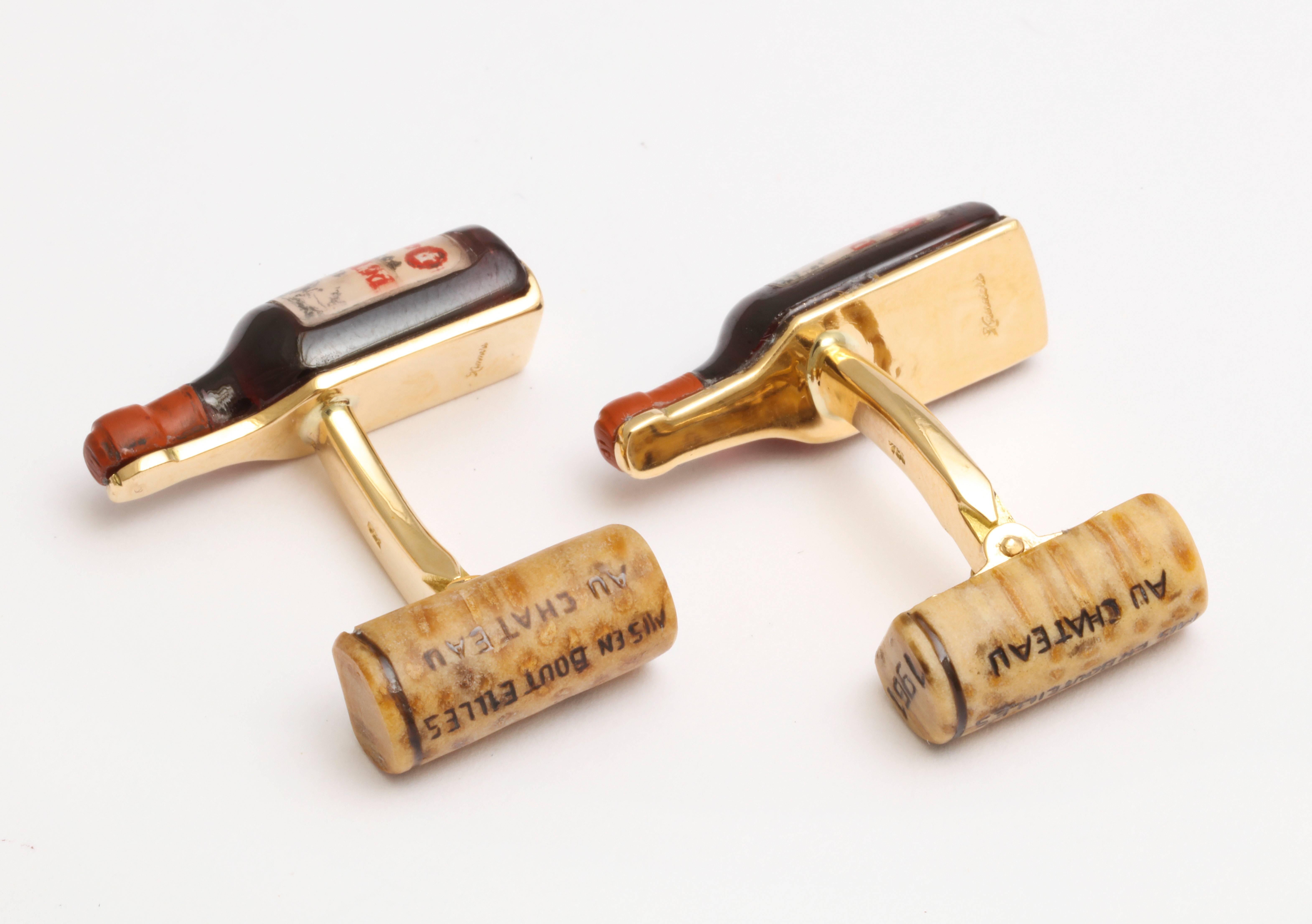 Michael Kanners Carved Stone Red Wine Cufflinks In New Condition In Bal Harbour, FL