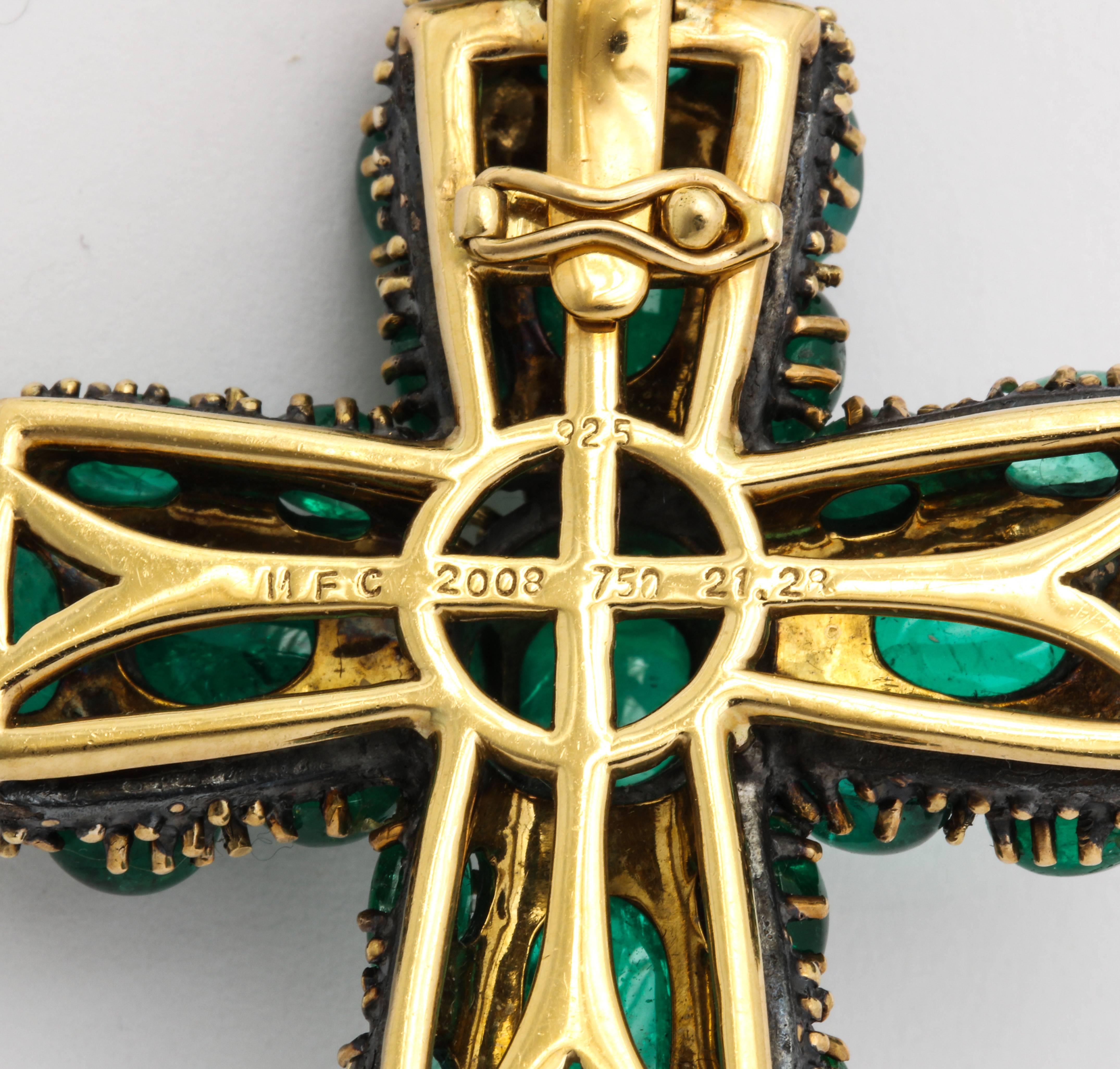 Marilyn Cooperman Cabochon Emerald Cross Pendant and Necklace 5