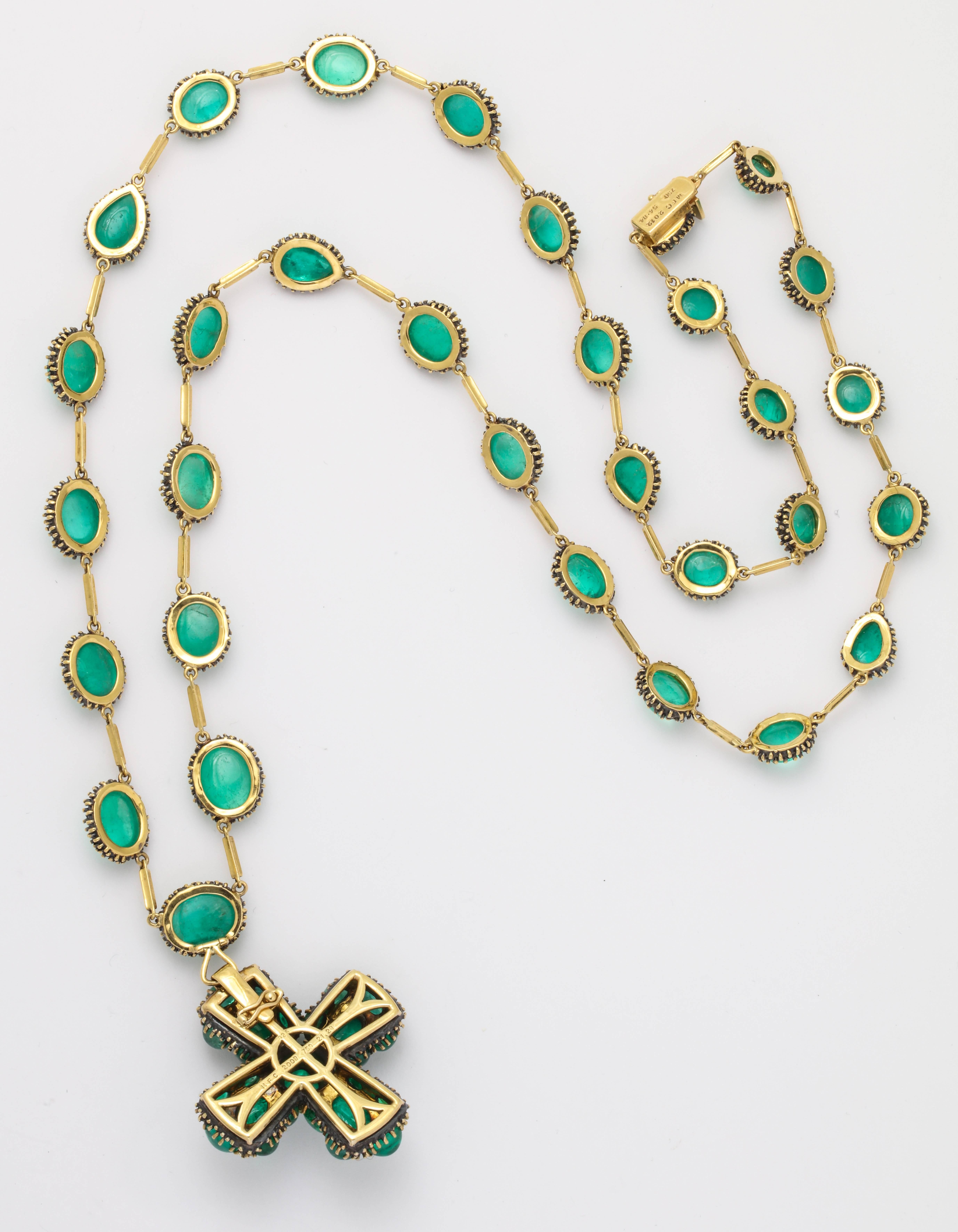 Marilyn Cooperman Cabochon Emerald Cross Pendant and Necklace 2