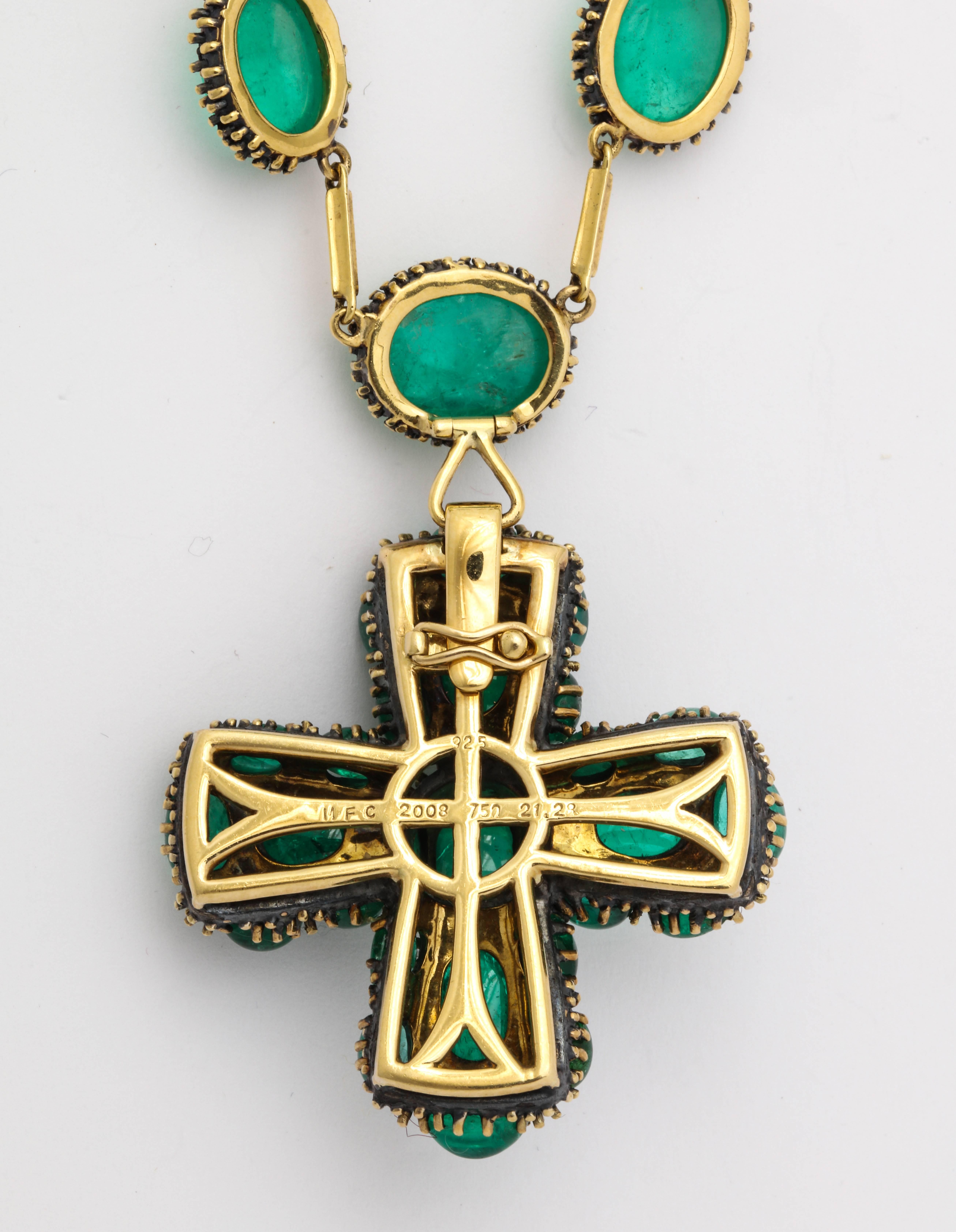 Marilyn Cooperman Cabochon Emerald Cross Pendant and Necklace 4