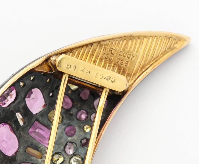 Incredible Marilyn Cooperman Pink and Yellow Sapphire Slice Pins at 1stDibs