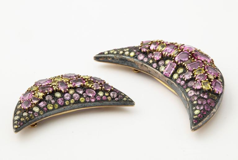 Incredible Marilyn Cooperman Pink and Yellow Sapphire Slice Pins at 1stDibs