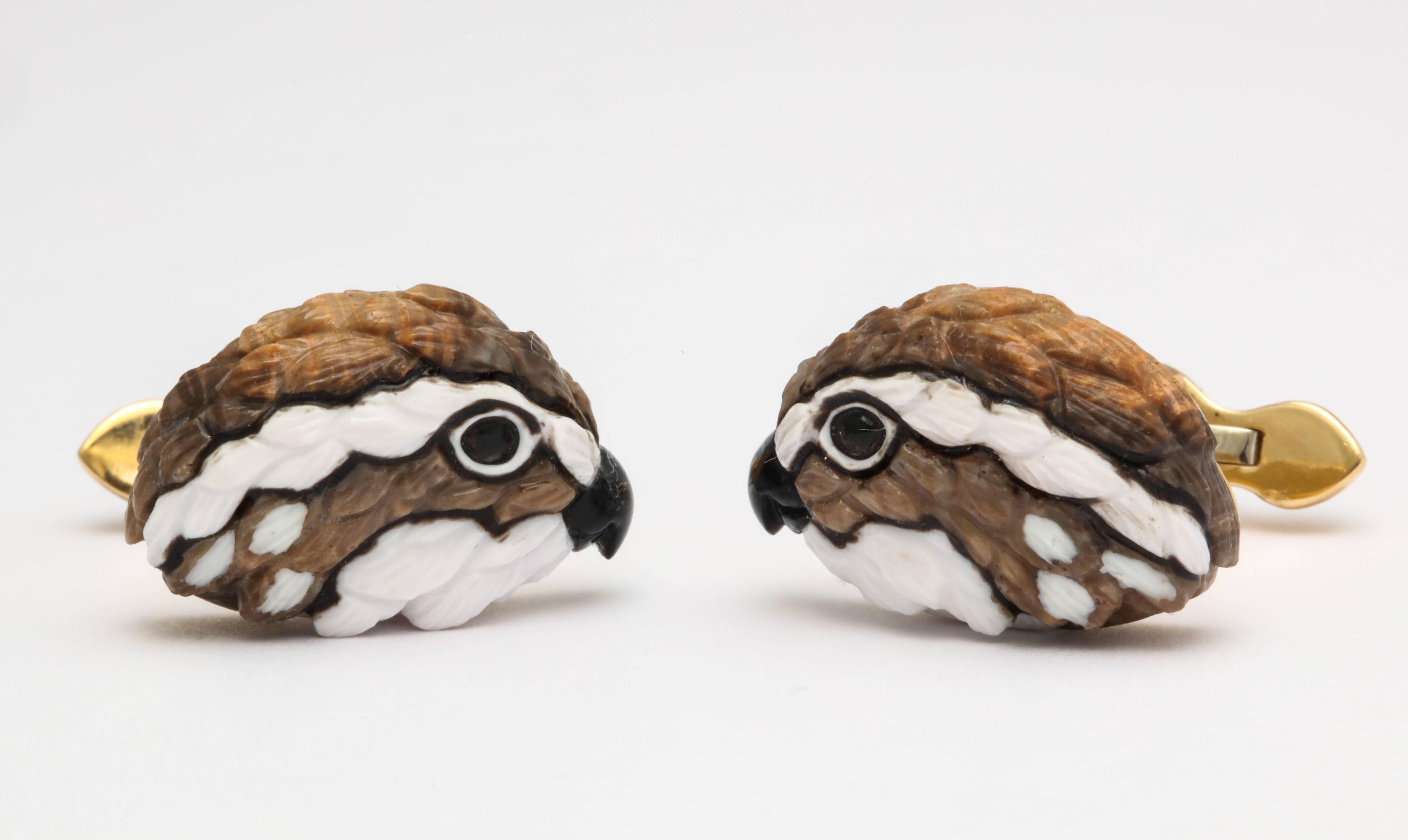 Michael Kanners One of a Kind Quail Cufflinks In New Condition In Bal Harbour, FL