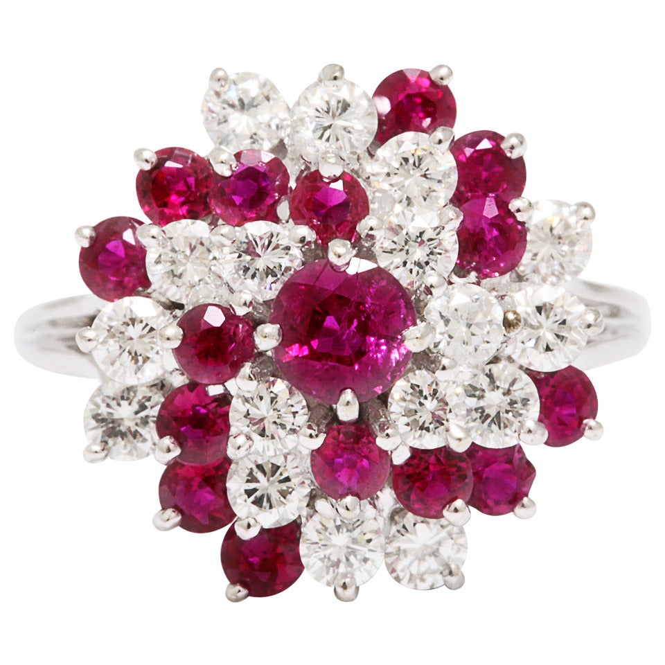 Ruby Diamond Gold Cocktail Ring