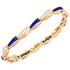 Sapphire Diamond Gold Link Bracelet