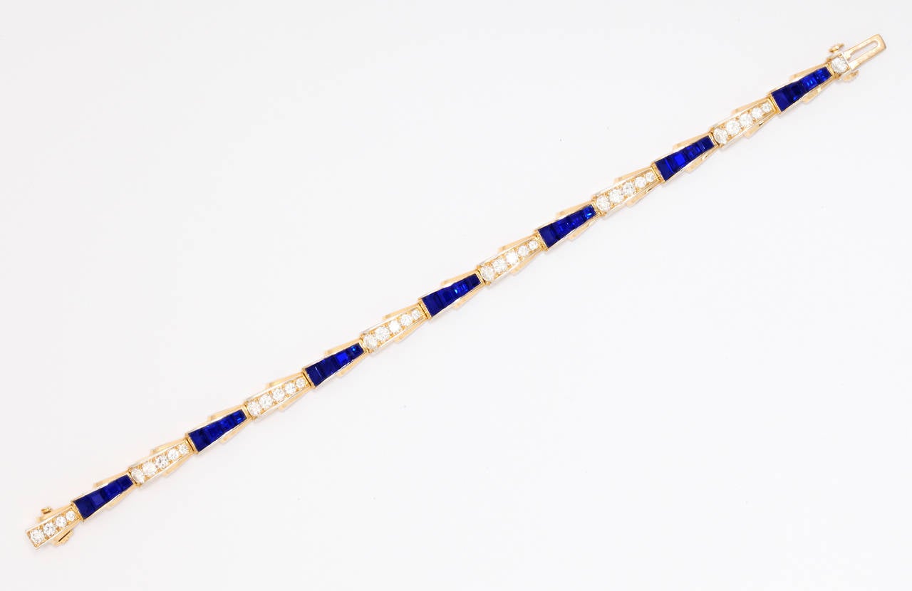 Sapphire Diamond Gold Link Bracelet 1