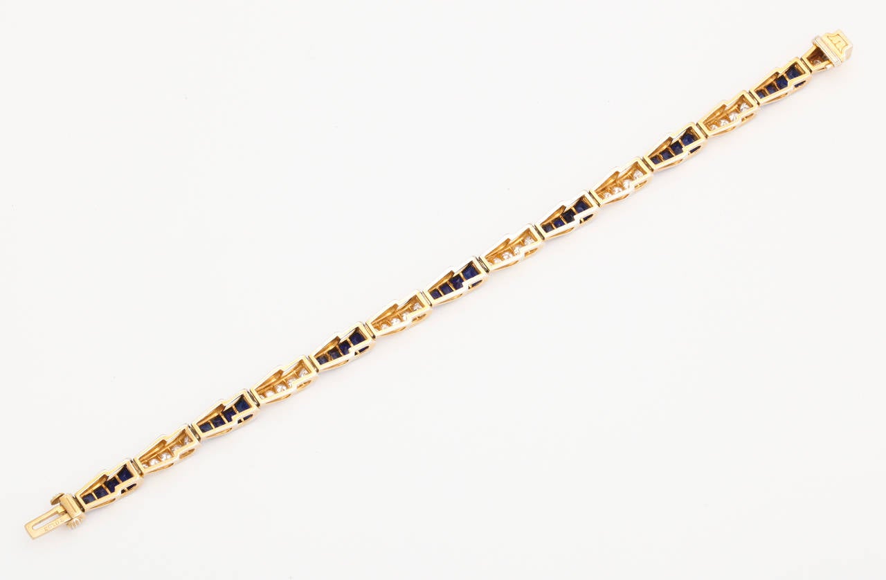 Sapphire Diamond Gold Link Bracelet 2