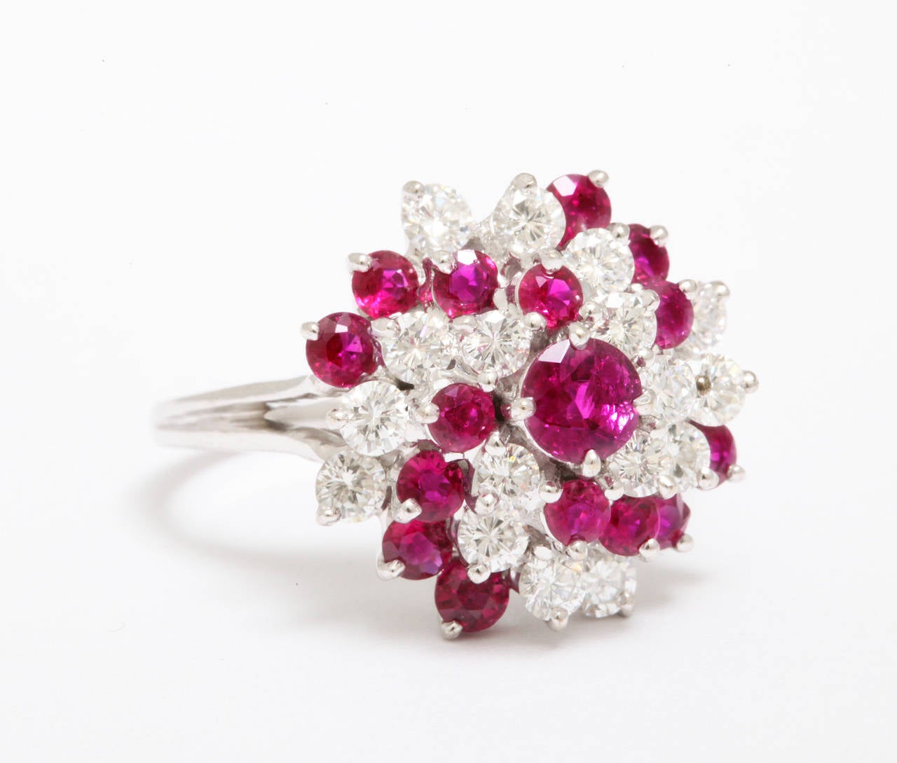 Ruby Diamond Gold Cocktail Ring In Excellent Condition In Bal Harbour, FL