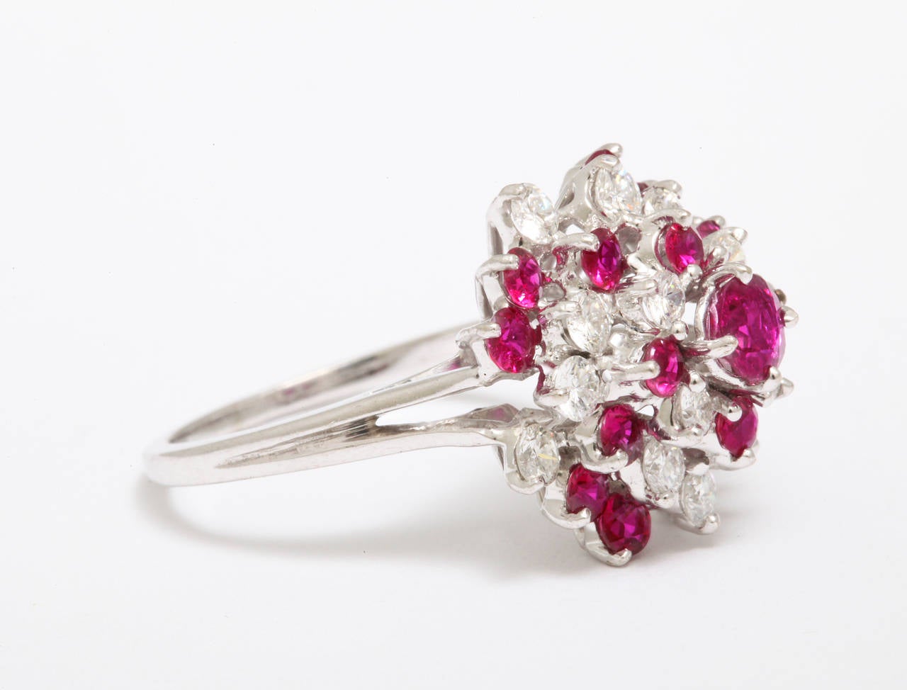 Women's Ruby Diamond Gold Cocktail Ring