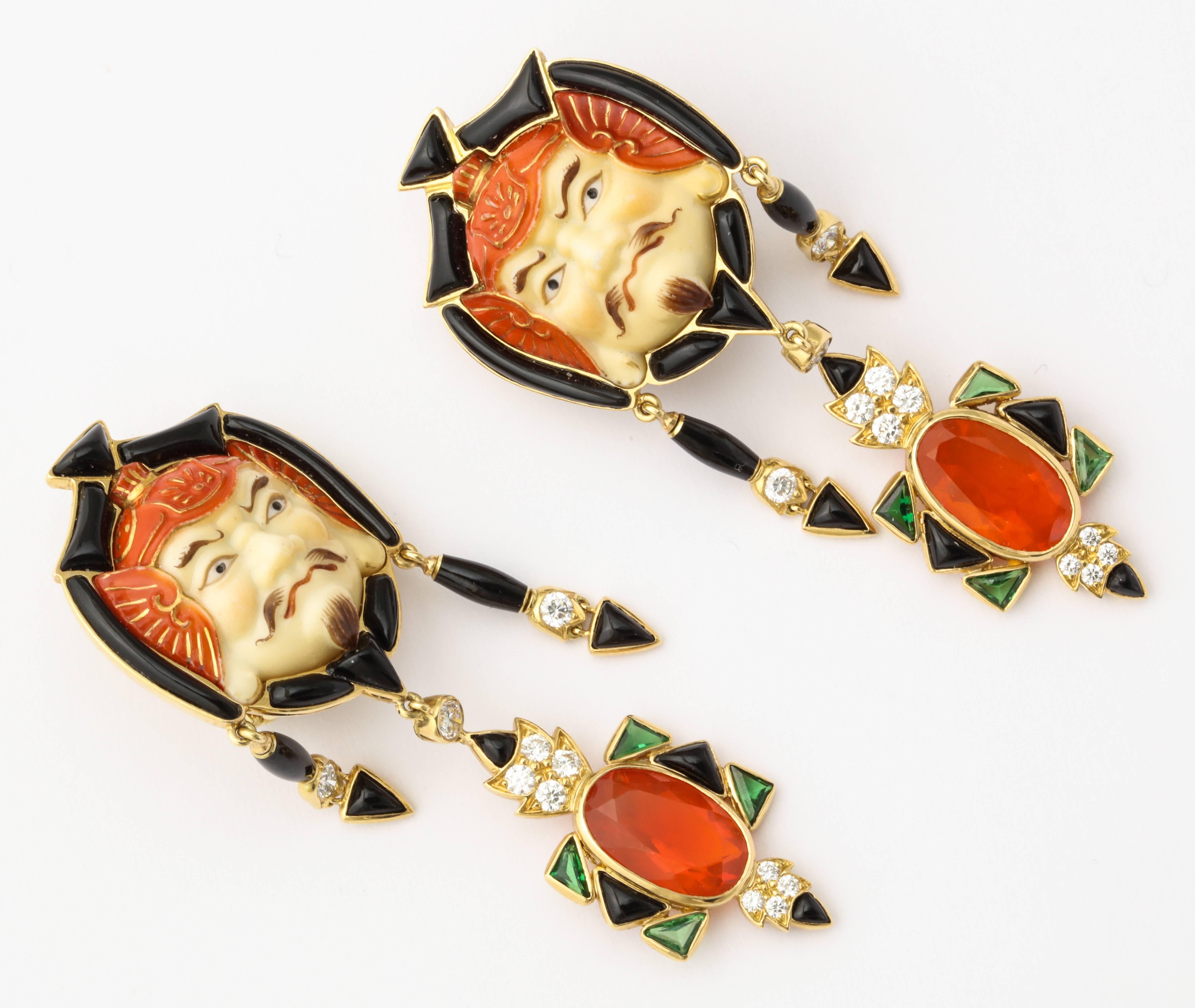Marilyn Cooperman Japanese God of Fortune Earrings In Excellent Condition In Bal Harbour, FL