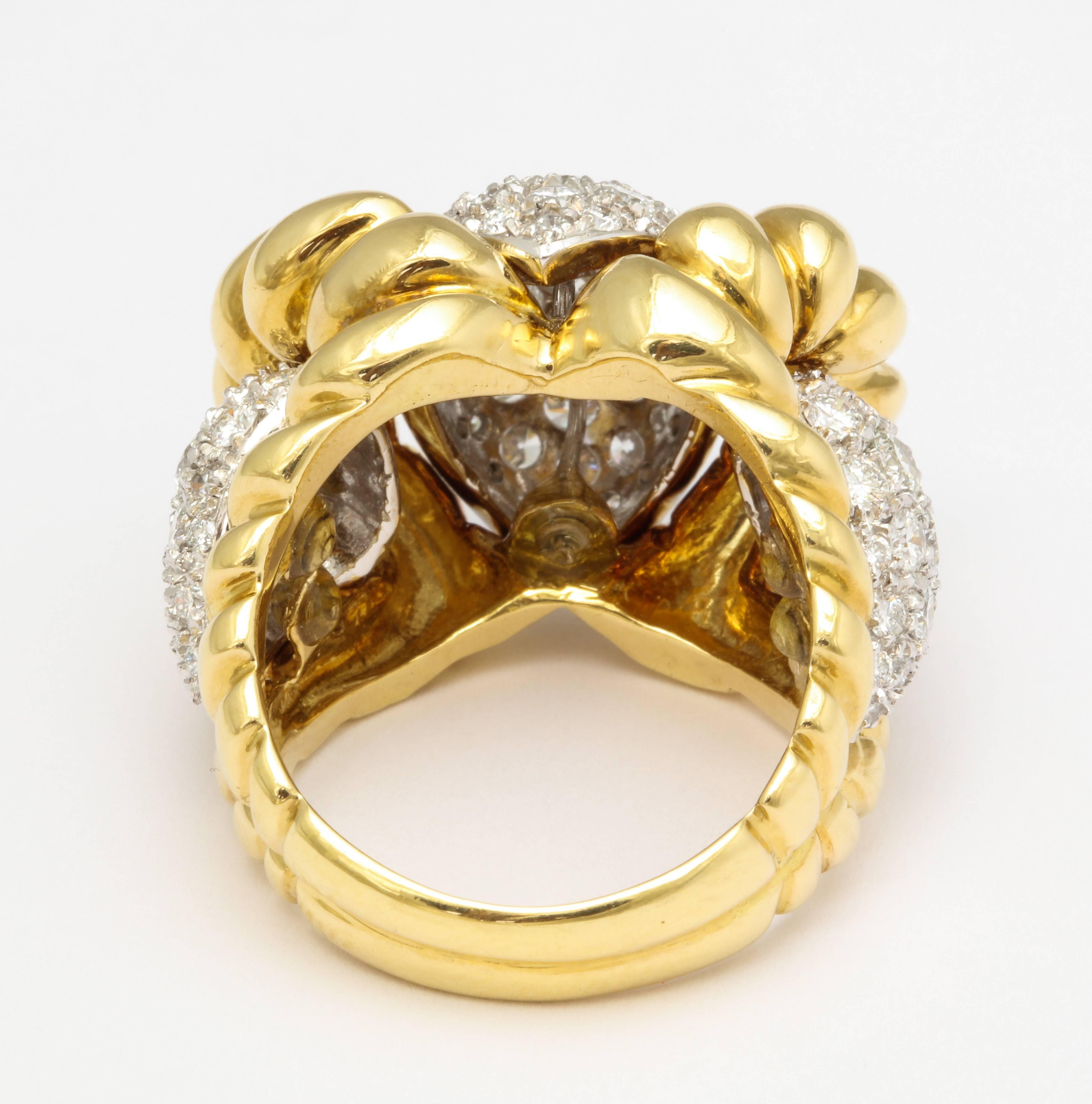 Gold and Diamond Cocktail Ring 4