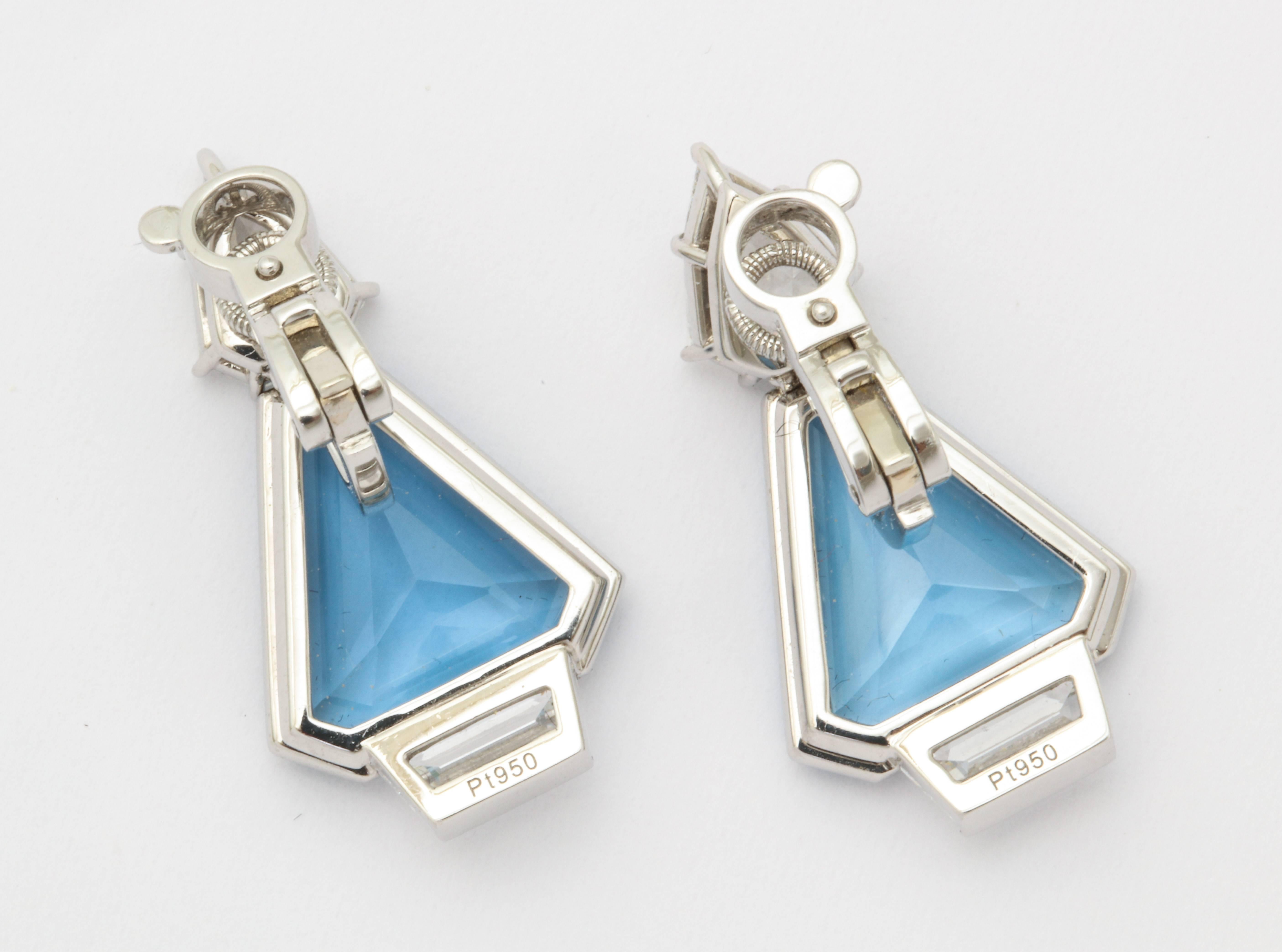 Gem Quality Aquamarine and Diamond Earrings 4