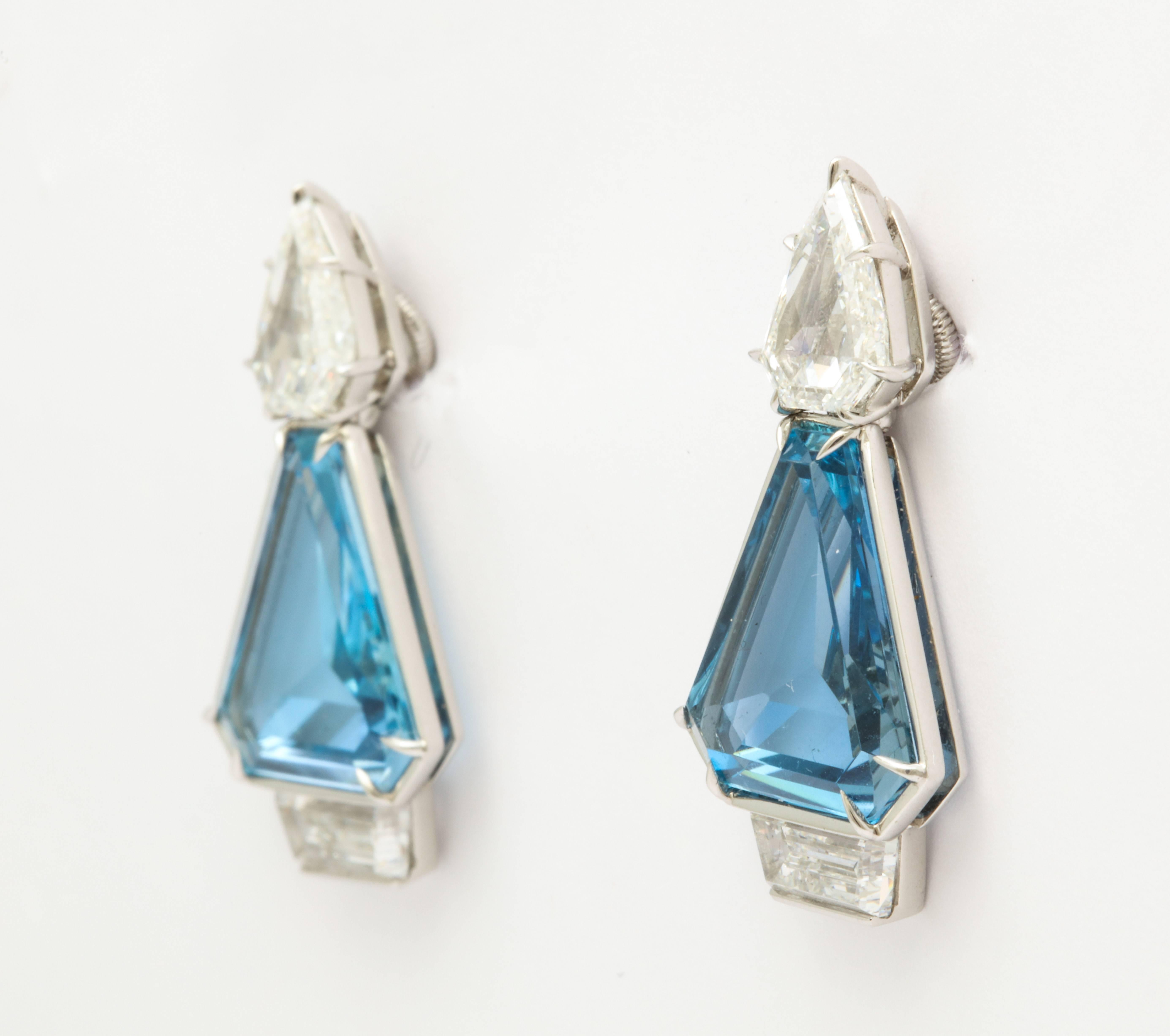 Gem Quality Aquamarine and Diamond Earrings 1
