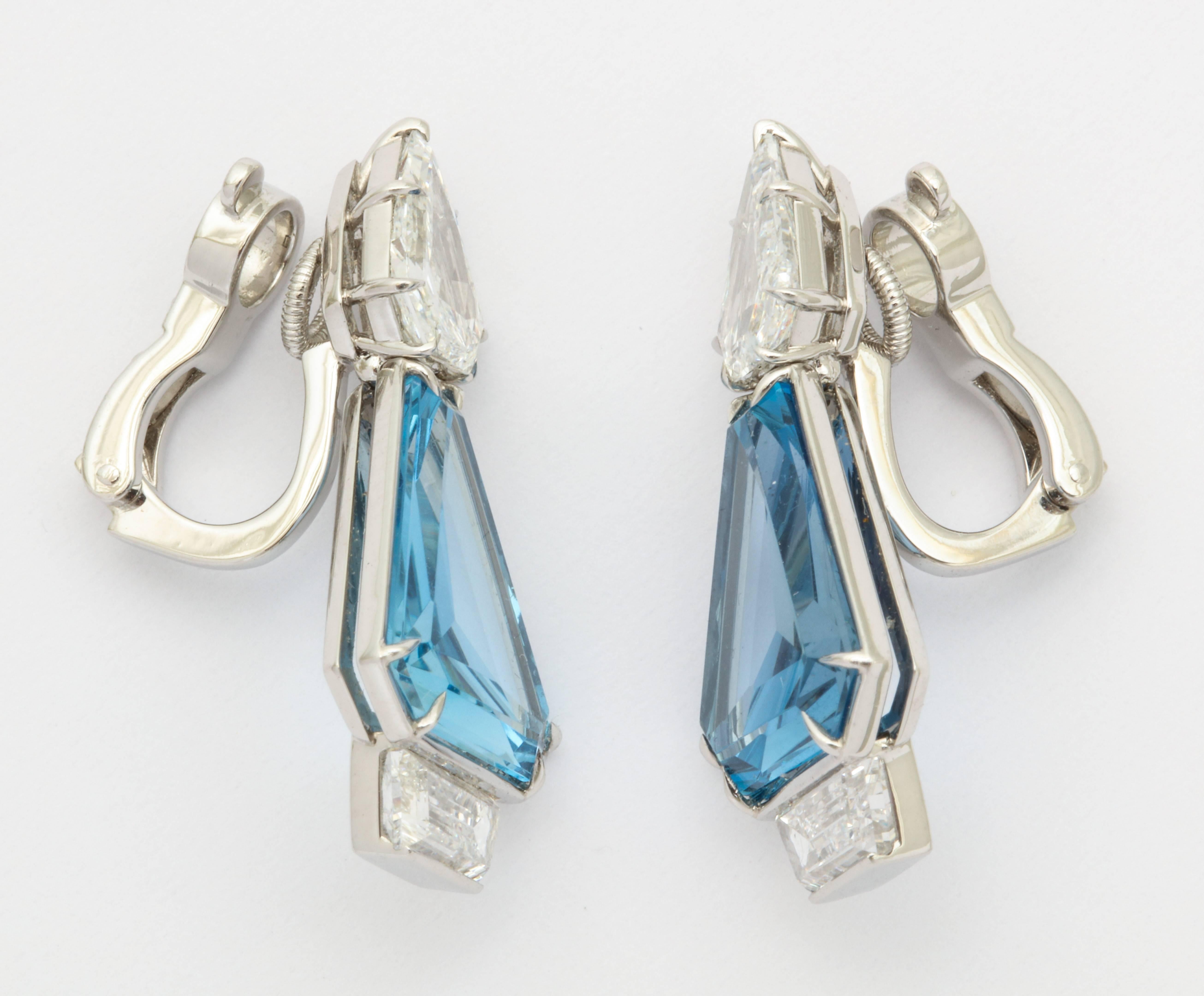 Gem Quality Aquamarine and Diamond Earrings 2
