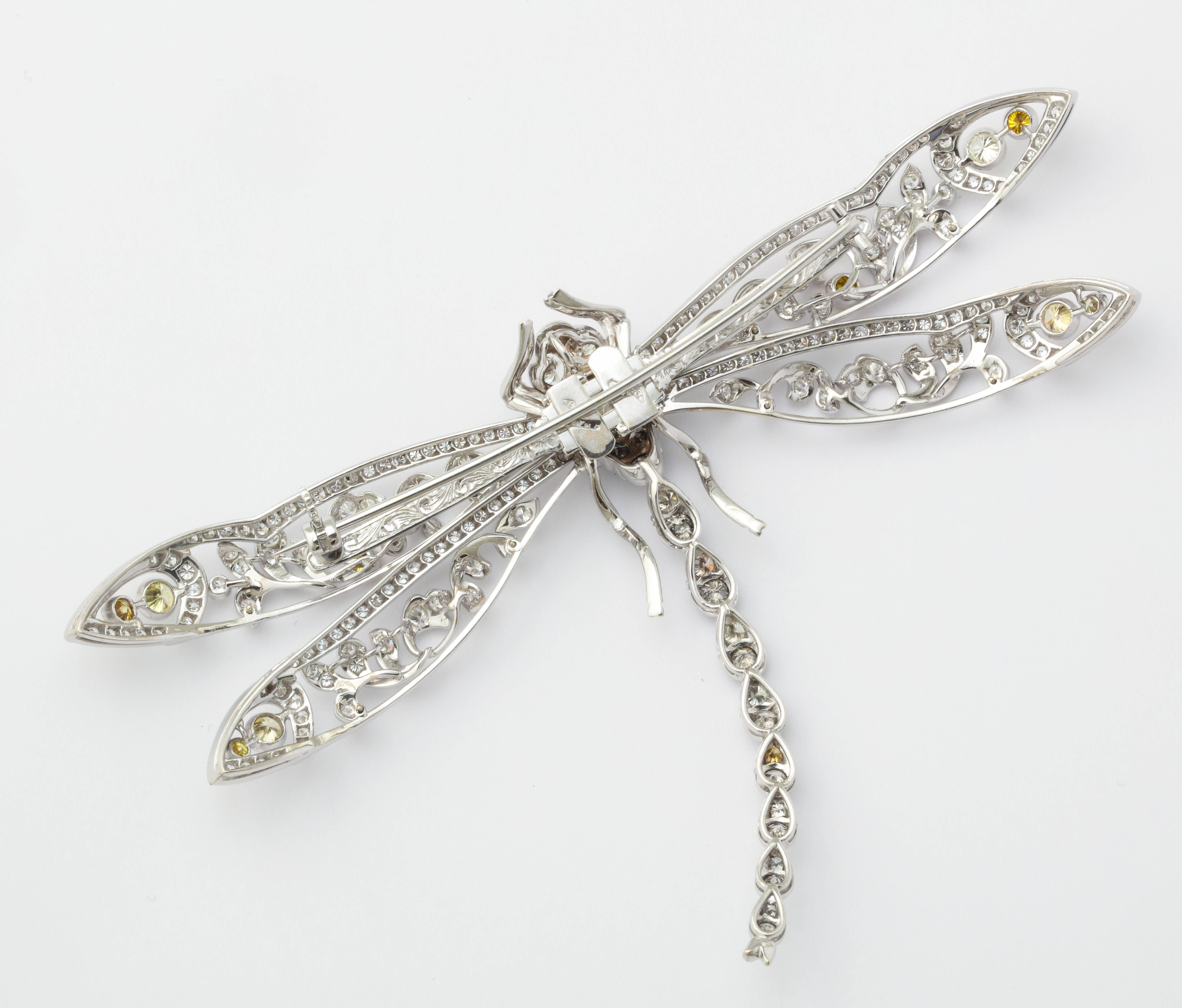 Women's or Men's Dramatic Diamond Dragonfly Pin