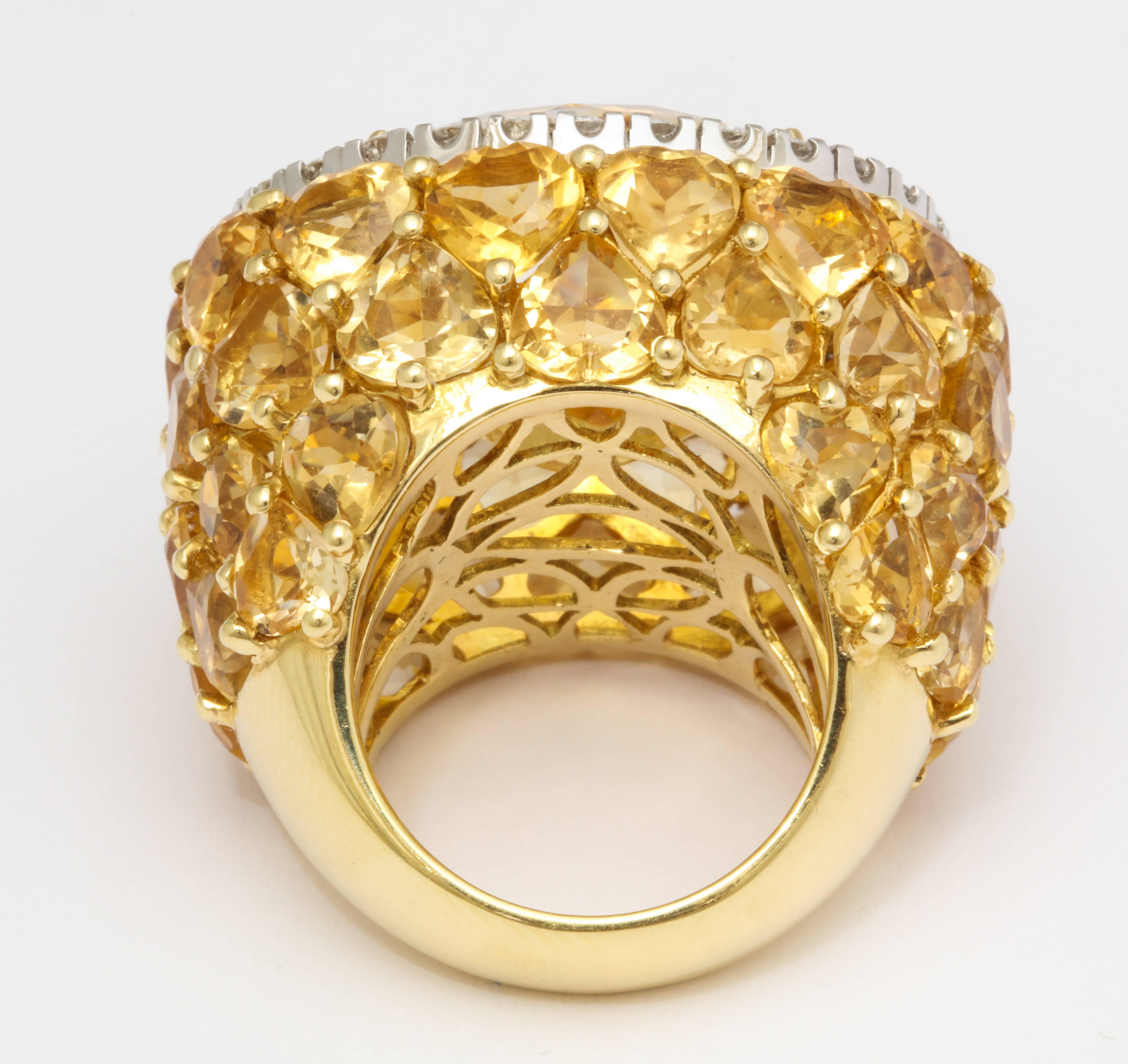 Italian Citrine Diamond Gold Cocktail Ring 2